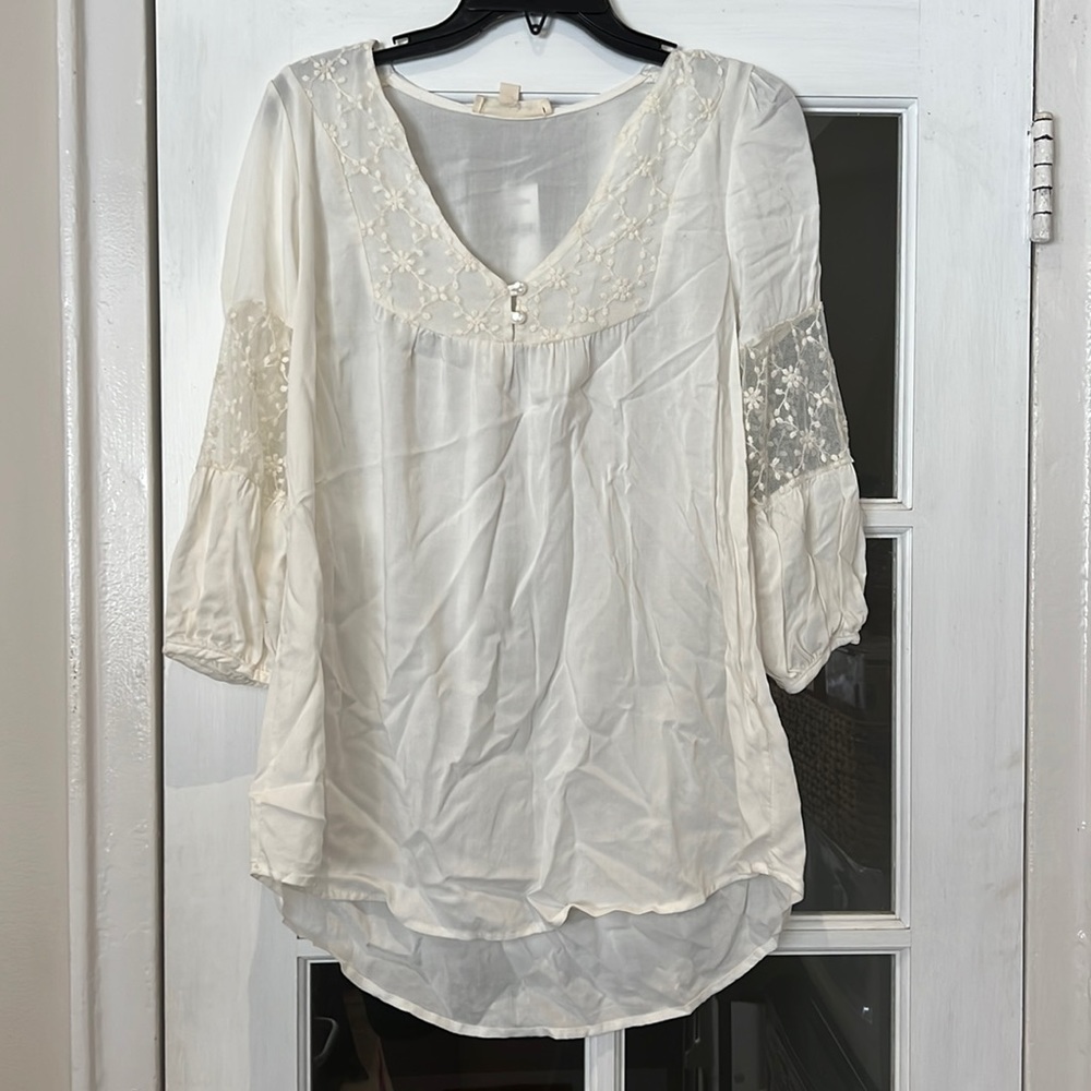 Painted Threads White Lace Blouse